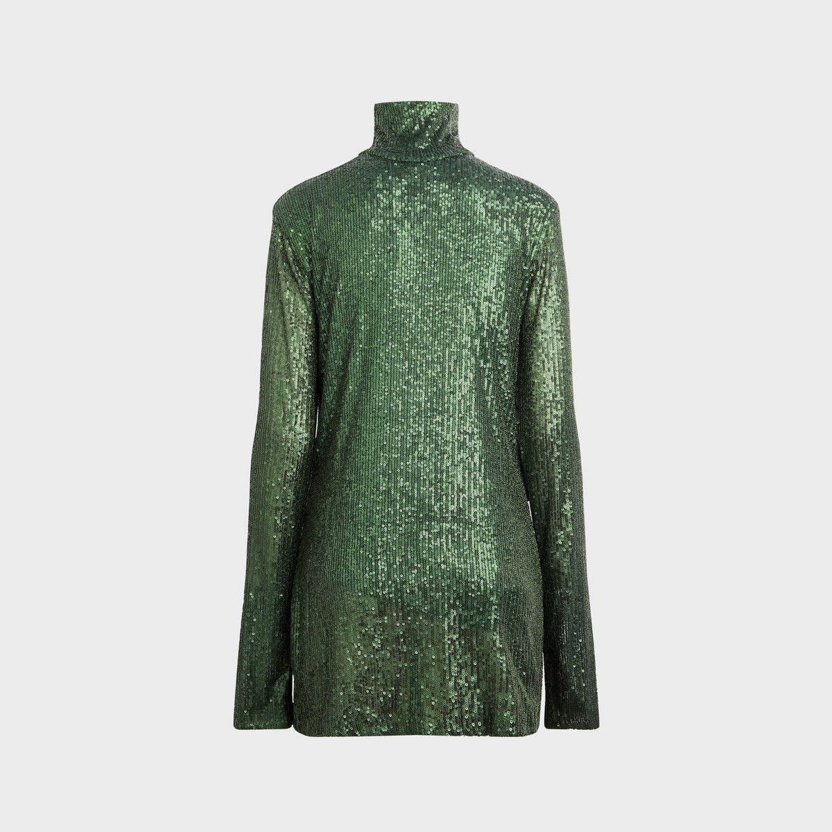Norma Kamali Long Sleeve Slim Fit Turtleneck Pickleball Dress - Dark Emerald