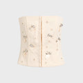 GUIZIO Embellished Twill Corset - Ivory