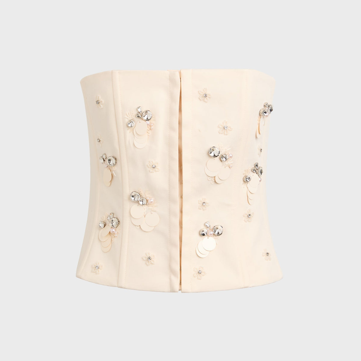 GUIZIO Embellished Twill Corset - Ivory