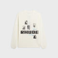 Rhude Winter 91 Rallye Long Sleeve Slub Tee - Vintage White / Vintage Black