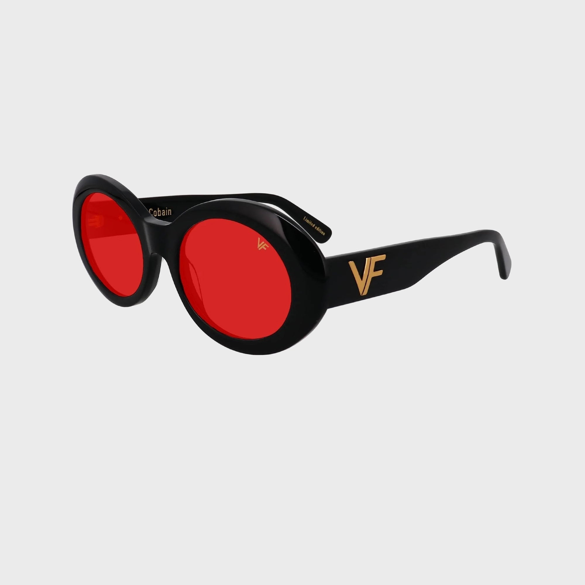 Vintage Frames Cobain Black Acetate Sunglasses - Red Solid