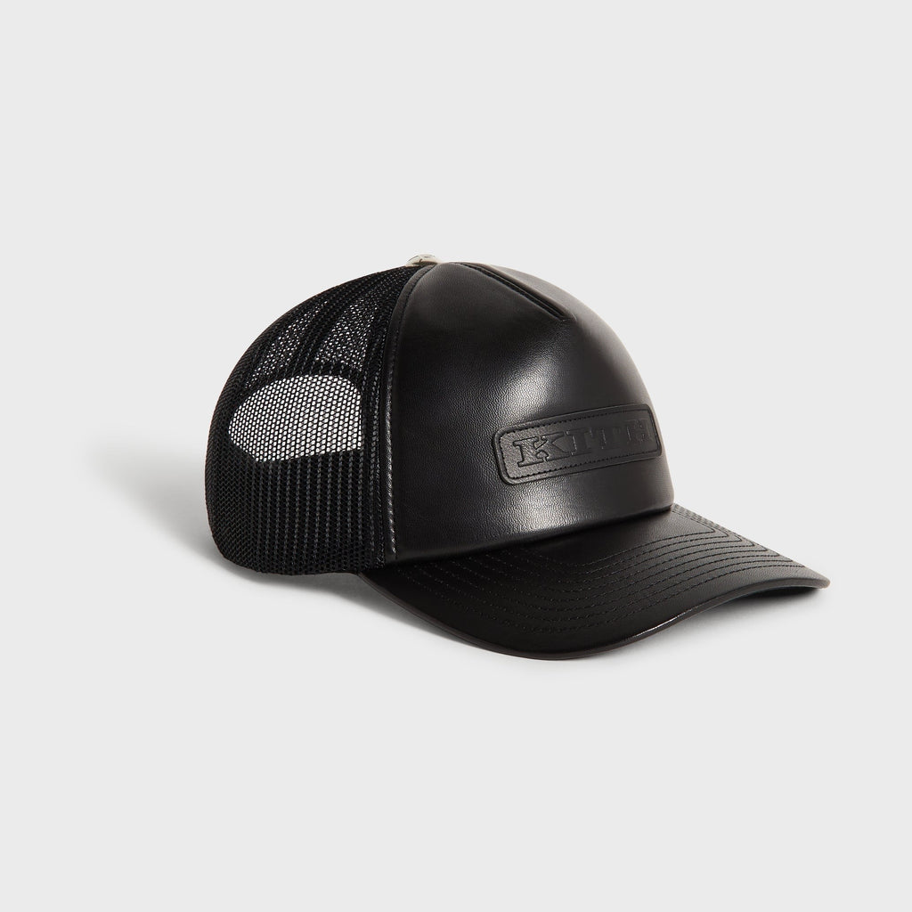 Kith Smooth Leather Nolan Trucker Hat - Black