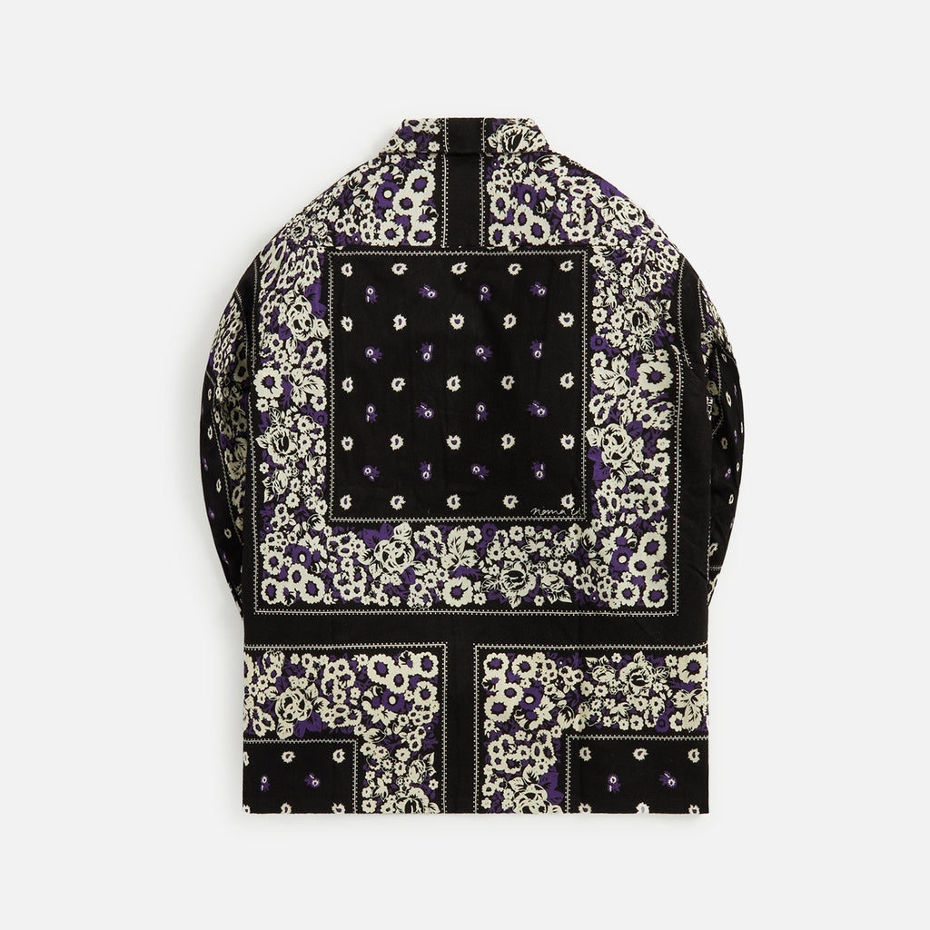 Noma Flannel Open Collar Shirt - Draw Your Garden Black