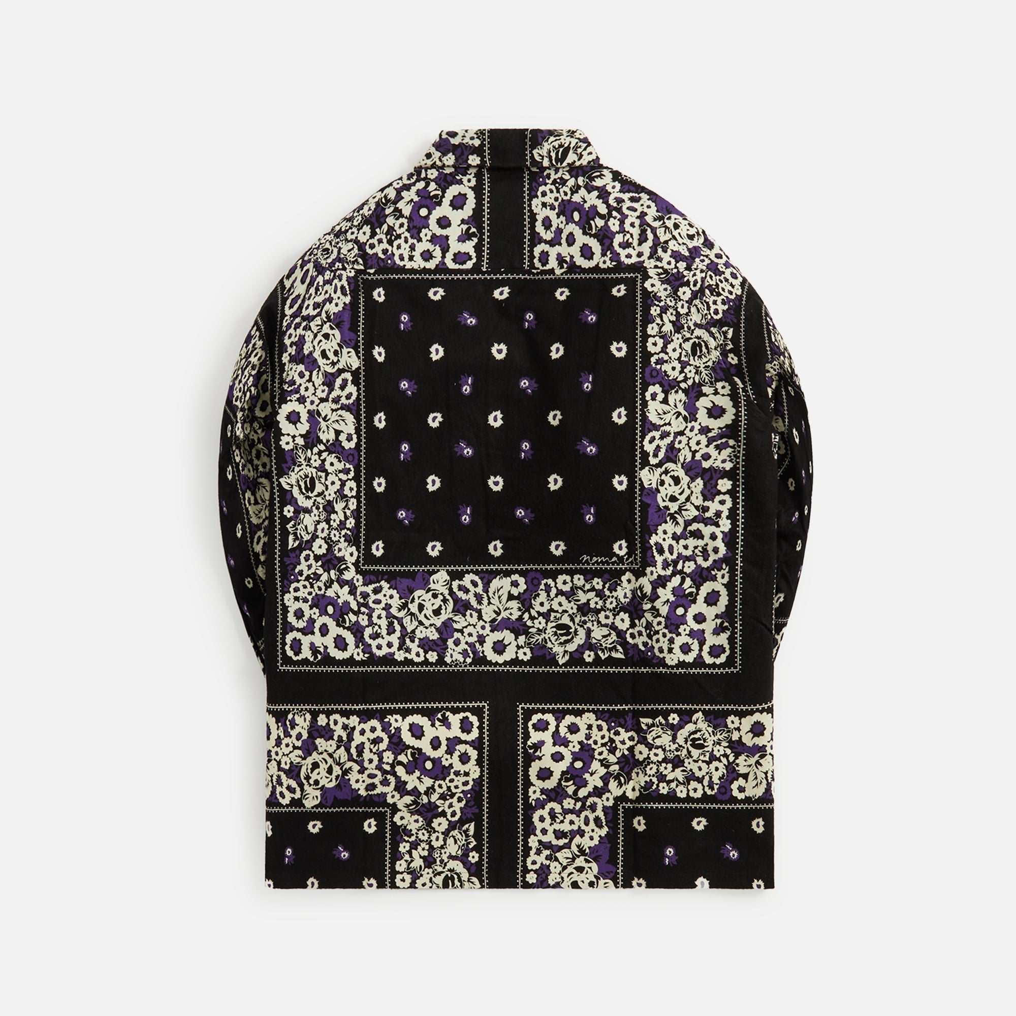 Noma Flannel Open Collar Shirt - Draw Your Garden Black