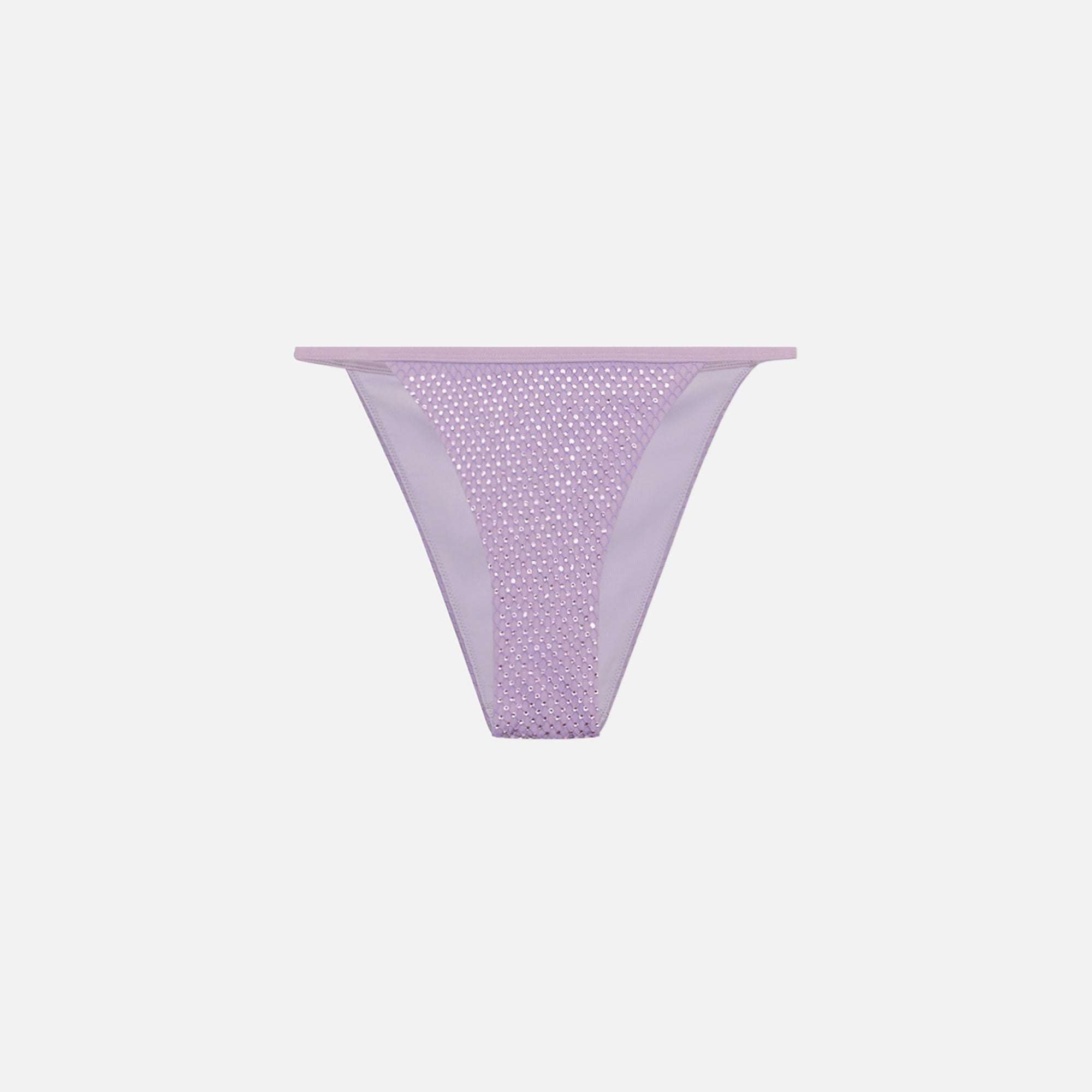 Jonathan Simkhai Moxie Crystal Mesh Swimwear String Bikini Bottom - Orchid