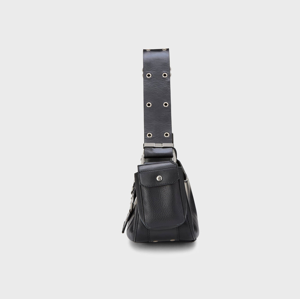 WGACA Dior Leather Street Chic Columbus Shoulder Bag - Black