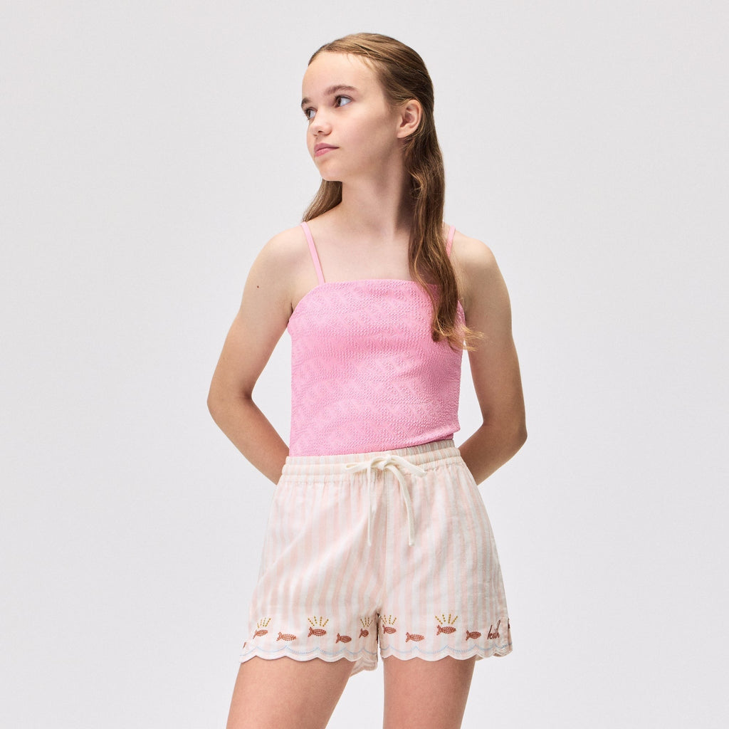 Kith Kids Textured Monogram Audrey One Piece Suit - Bubblegum