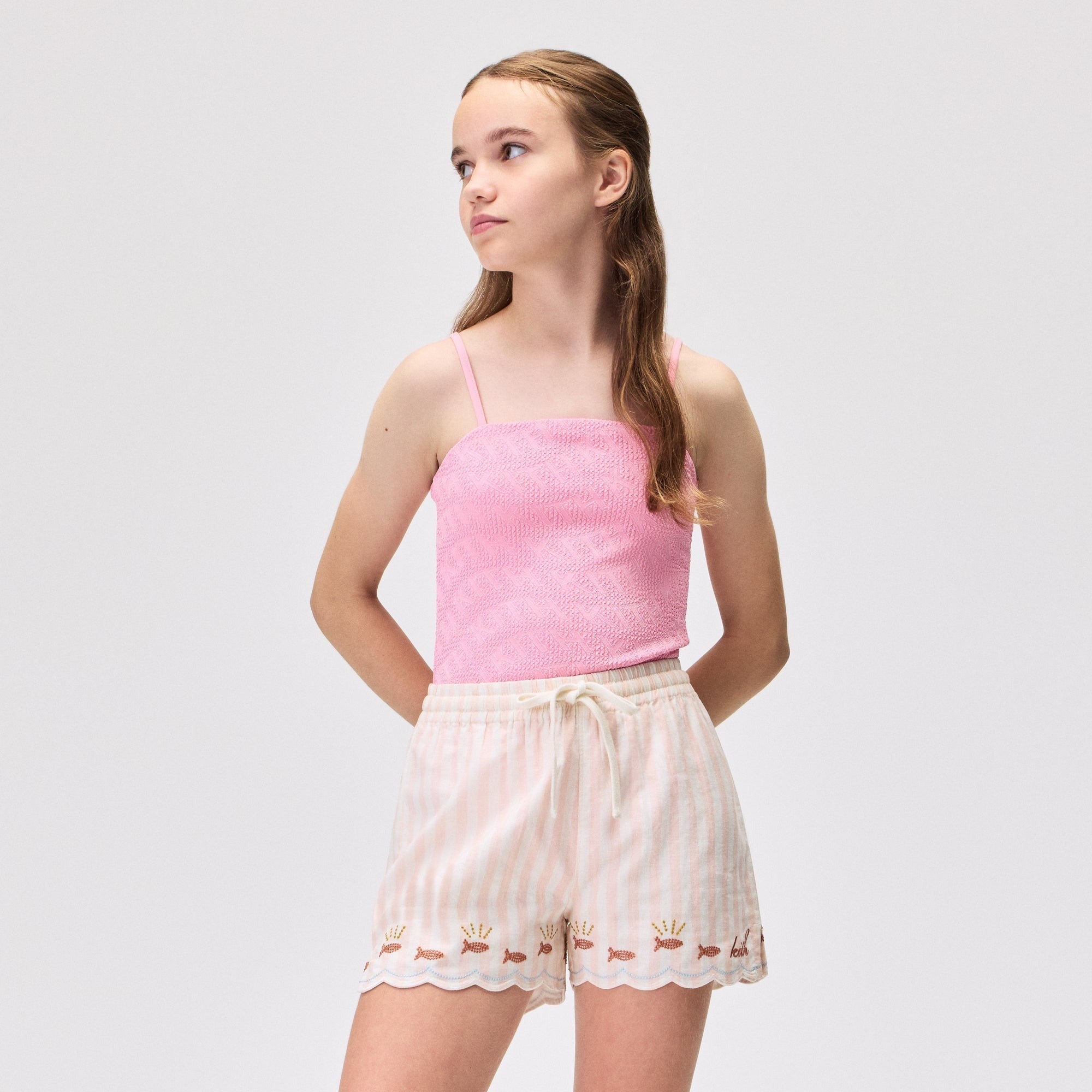 Kith Kids Textured Monogram Audrey One Piece Suit - Bubblegum