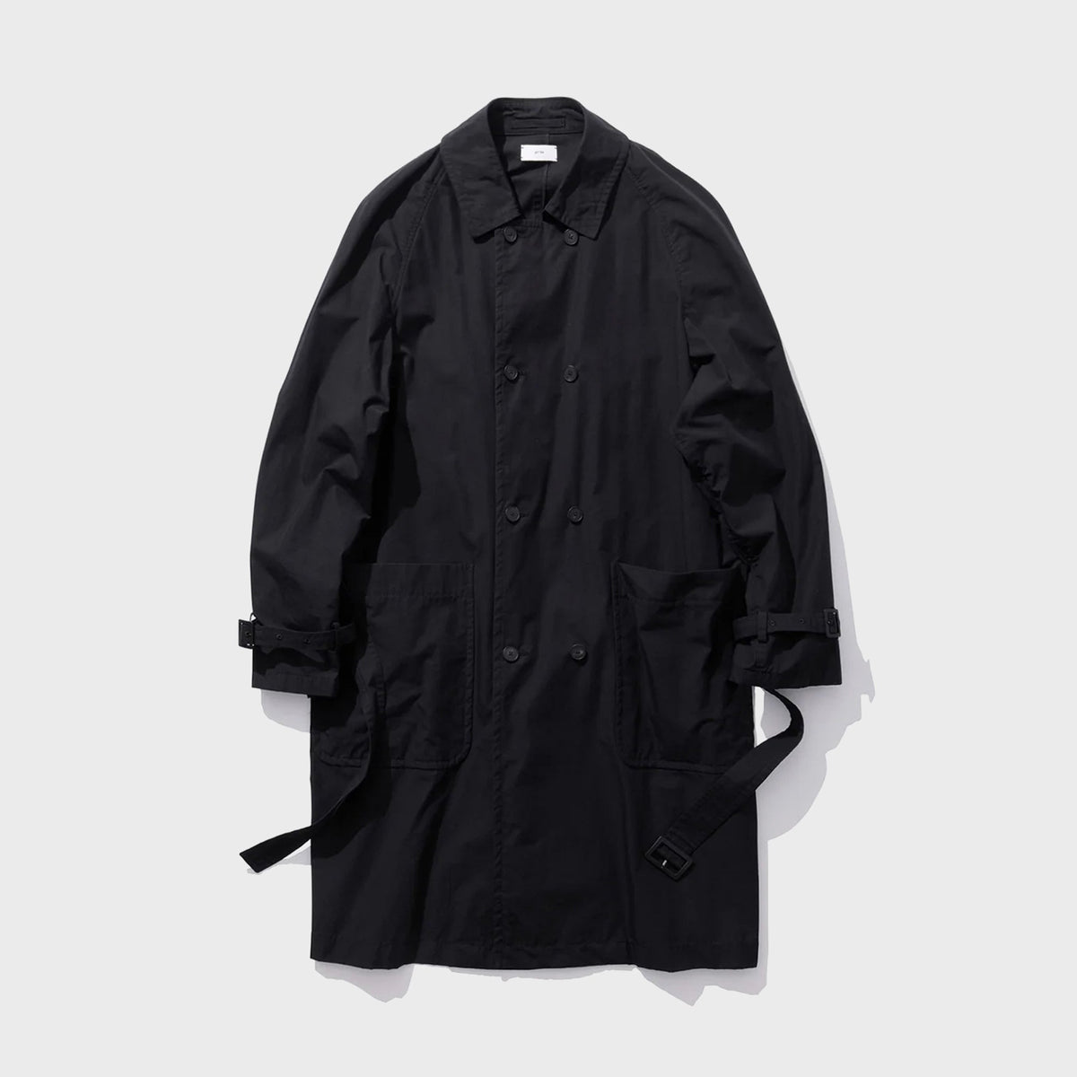 ATON Light TC Gabardine Washed Trench Coat - Black