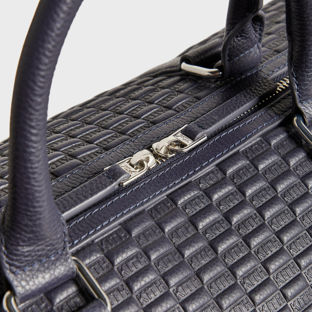 Kith Monogram Tumbled Leather Traveler K40 Duffle Bag - Ink