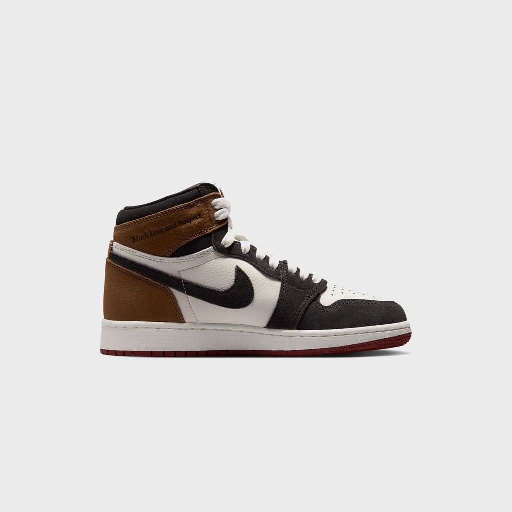 Jordan GS Air Jordan 1 High OG - Shadow Brown / Soft Pearl / Light British Tan / Team Red