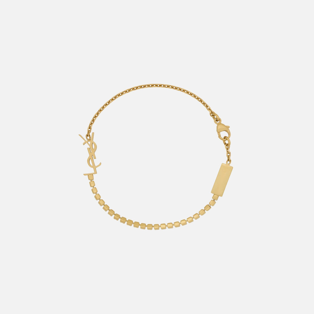 Saint Laurent Monogram Bracelet with Crystals - Yellow Gold