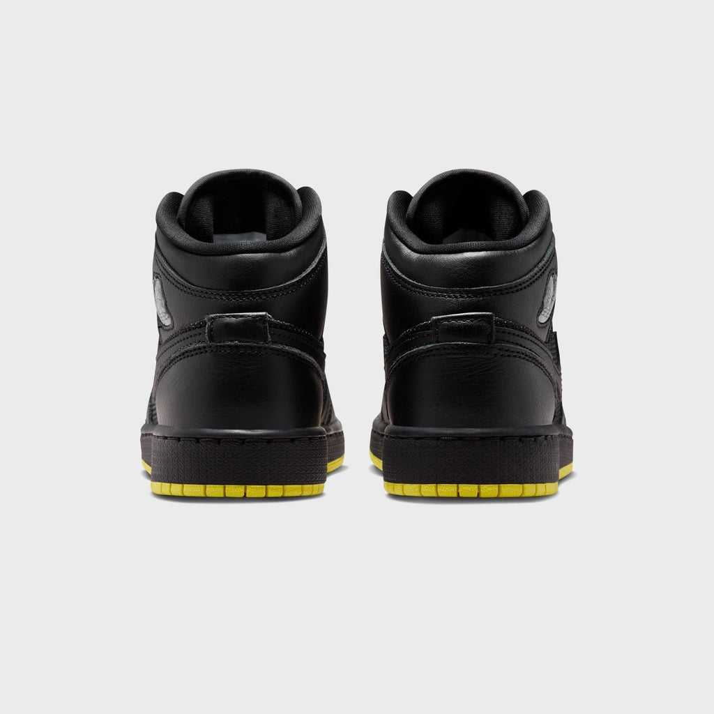 Jordan GS Air Jordan 1 Mid SE - Black / Opti Yellow / Silver
