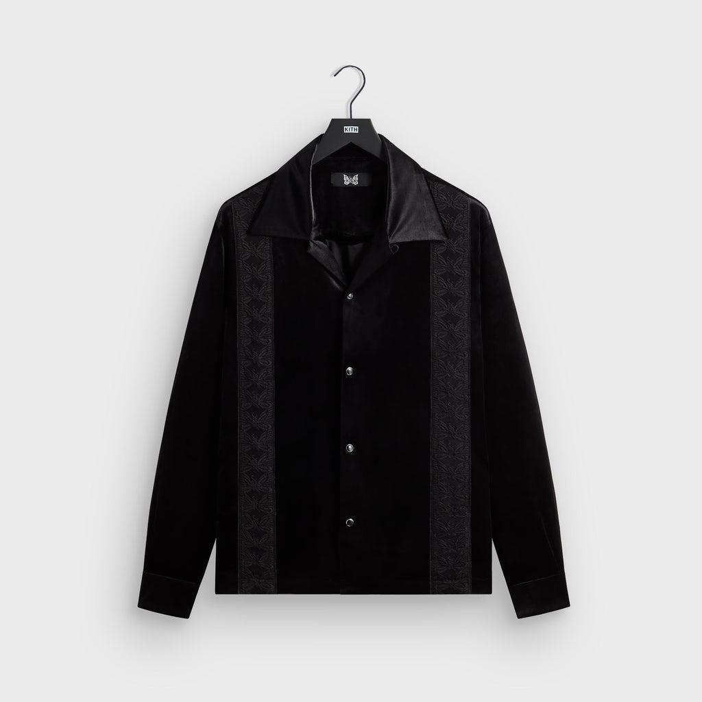 Kith for Needles Ren Fringe Camp Collar Shirt - Black
