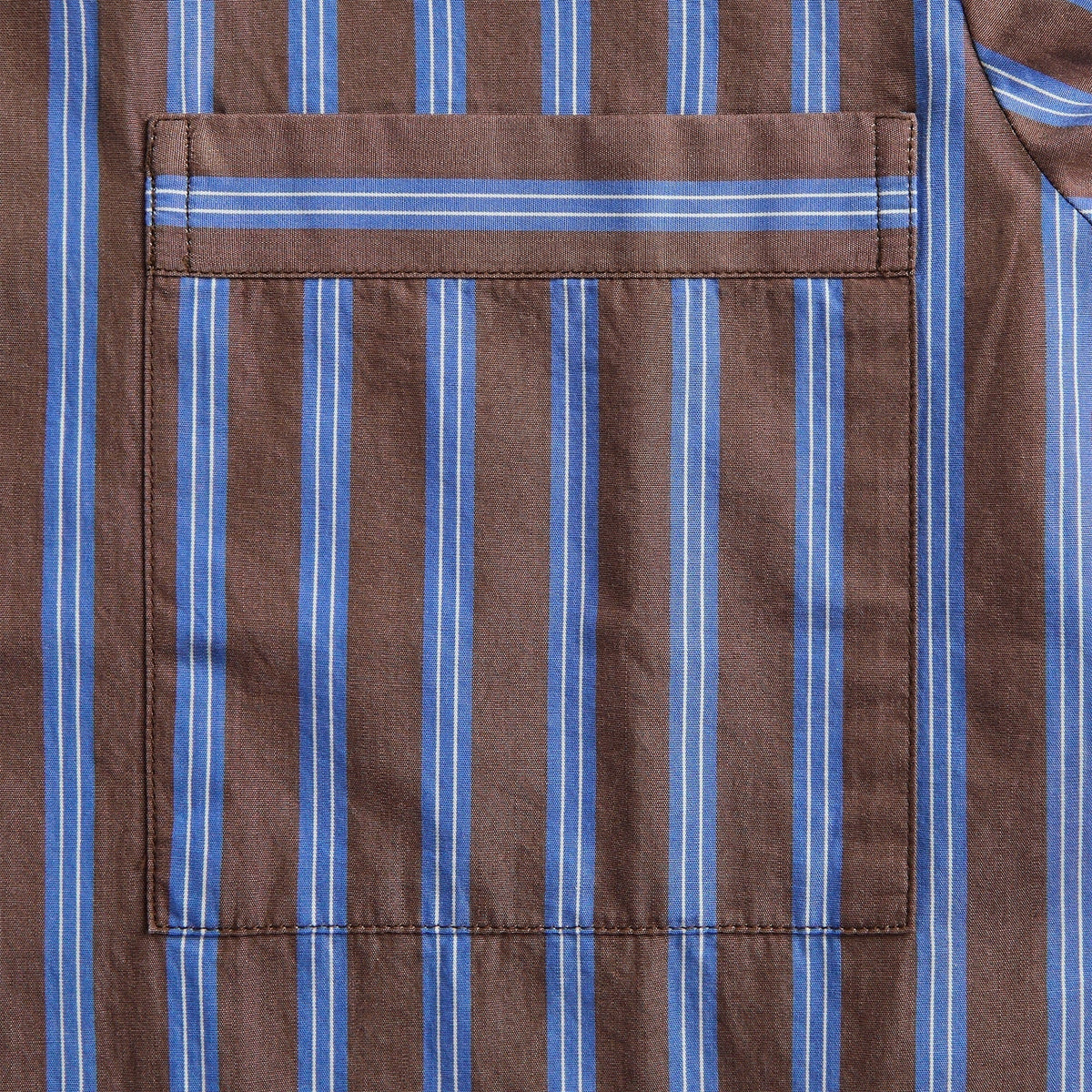 Tekla Poplin Long-Sleeved Pyjama Shirt - Brown / Blue