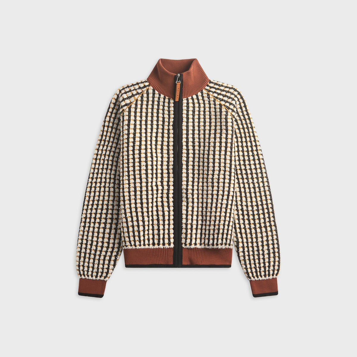Marni Bouclé Zip-Up Sweater - Lily White