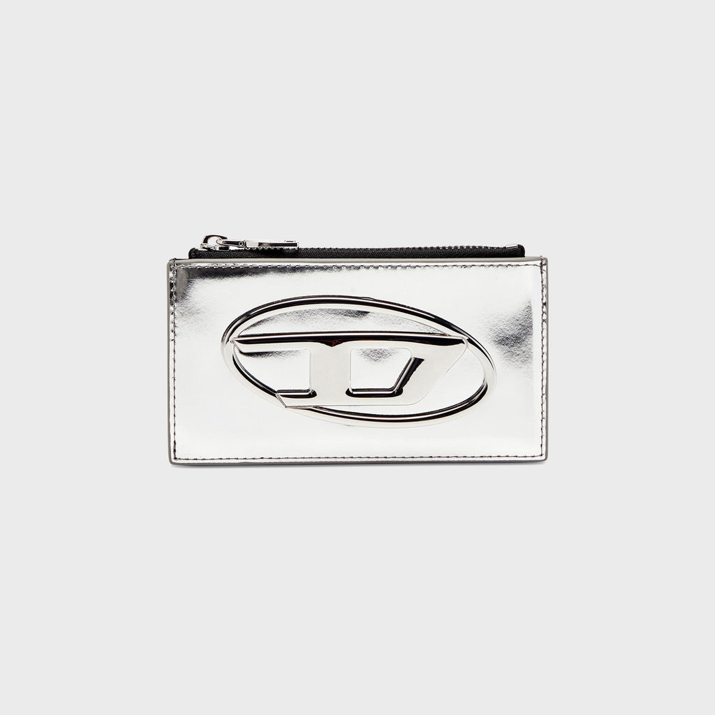 Diesel Mirror Leather Card Holder - Silver