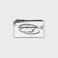 Diesel Mirror Leather Card Holder - Silver