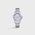 LAARVEE Silver Precision Steel Watch - Lilac Ceramic Bezel / Lilac Dial