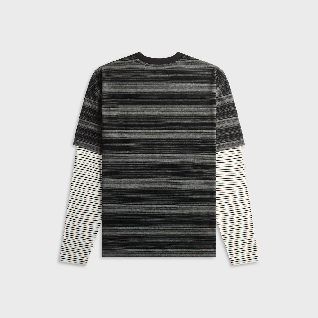 Metalwood Double Layer Striped Tee - Black