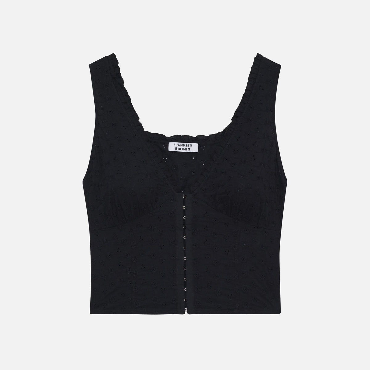 Frankies Bikinis Tea Eyelet Tank - Black