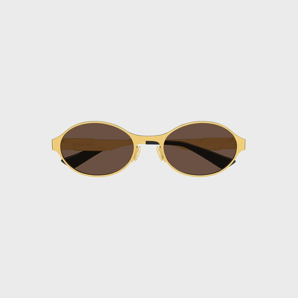 Bottega Veneta Dash Oval Sunglasses - Gold / Brown