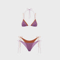 Oseree Double Microkini Lurex Metallic Bikini Set - Lilac / Orange