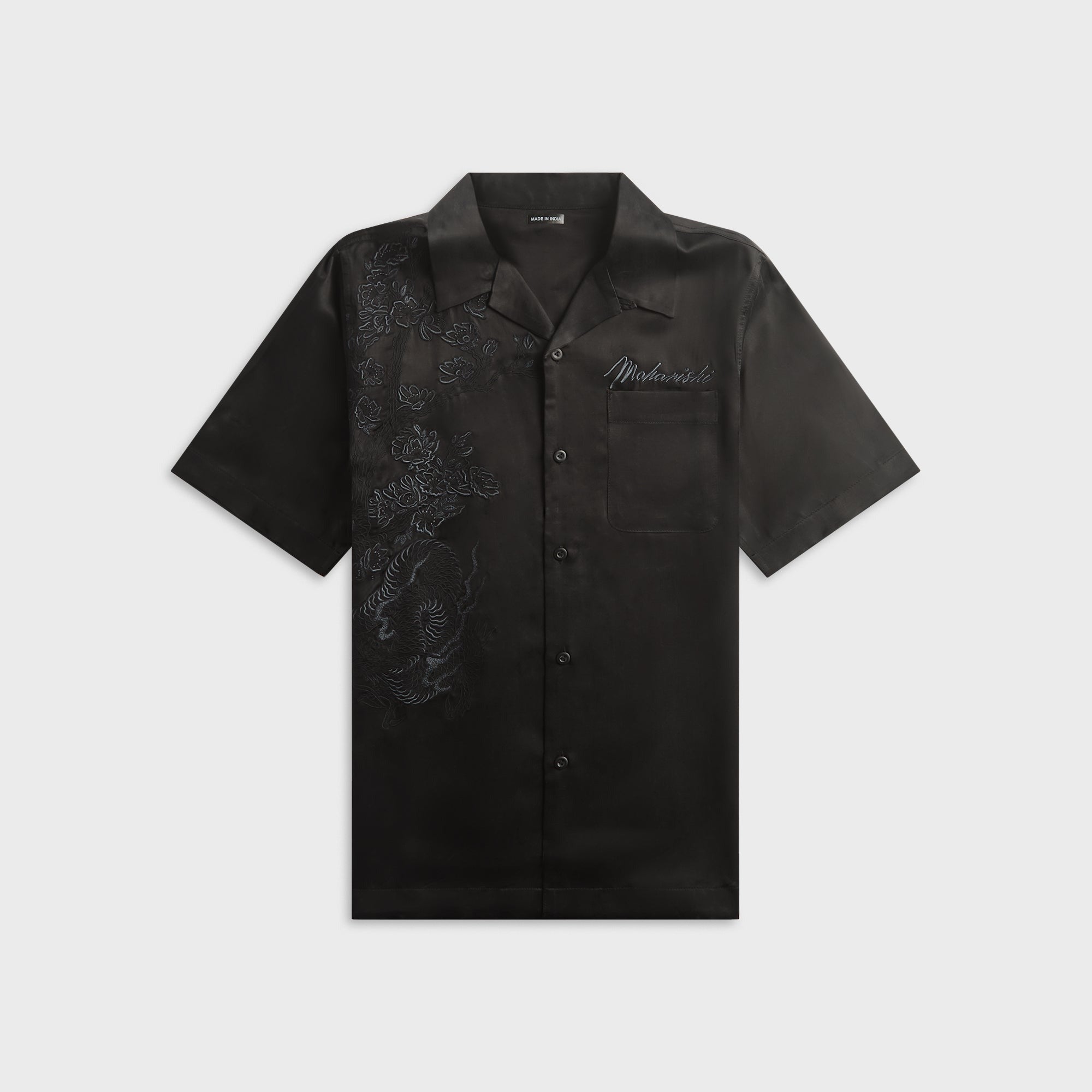 Maharishi 7364 Sakura Dragon Camp Collar Shirt - Black