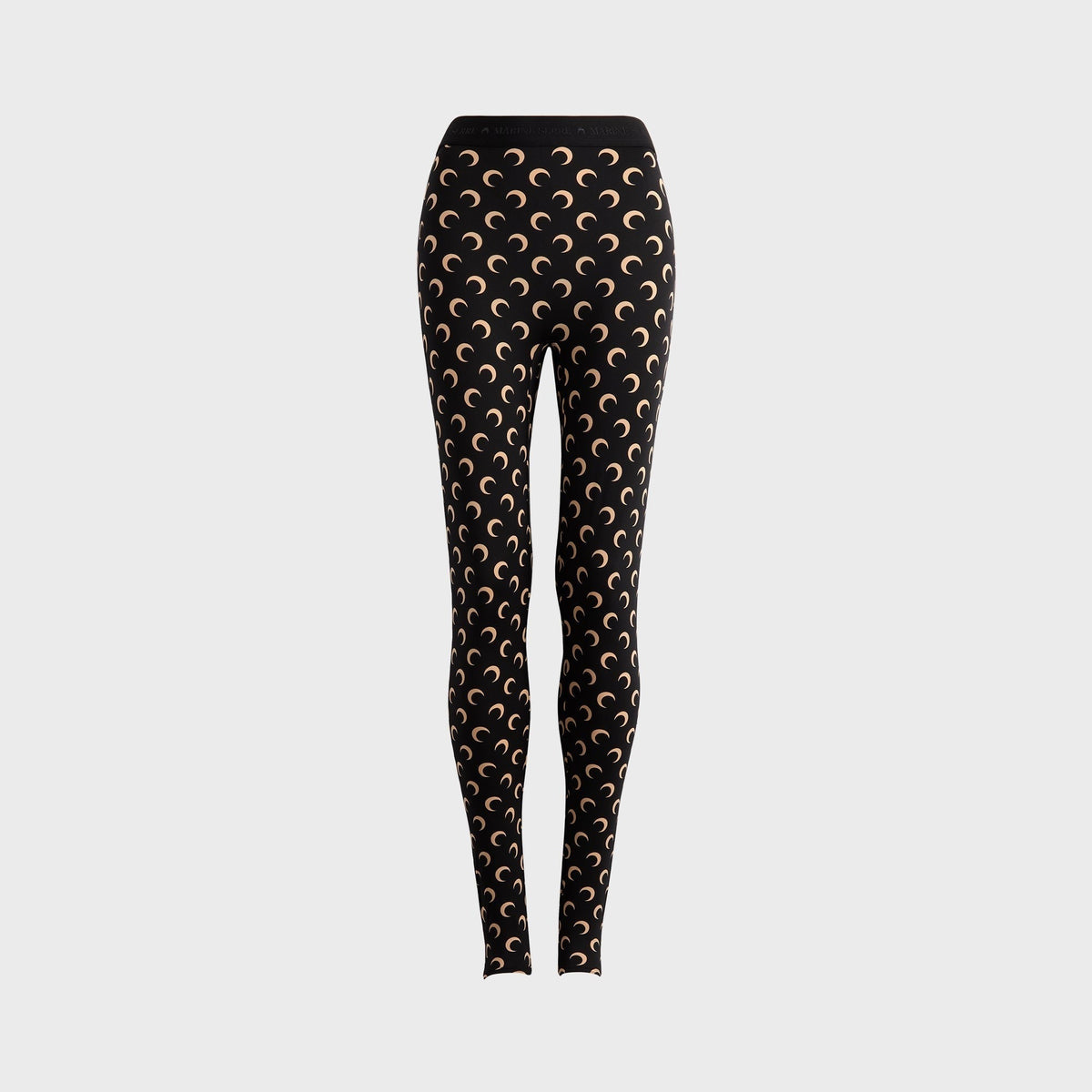 Marine Serre Moon Printed Jersey Stirrup Legging - Moon Tan on Black