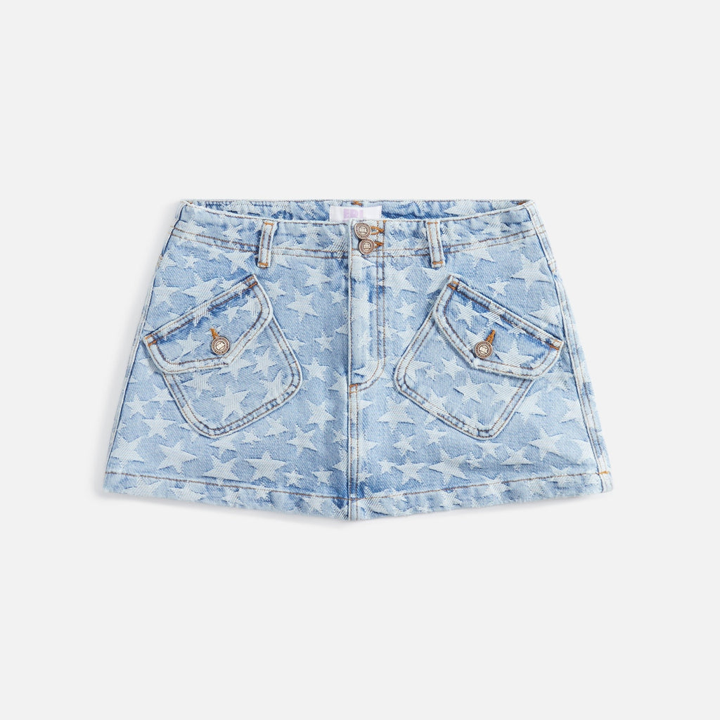 ERL Denim Jacquard Short Skirt - Light Blue