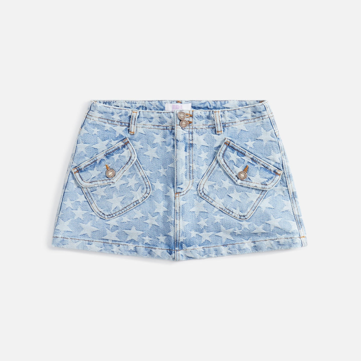 ERL Denim Jacquard Short Skirt - Light Blue