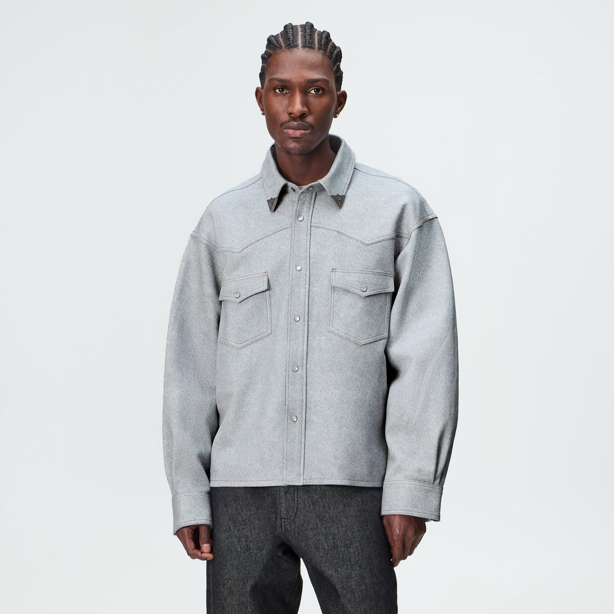 Kith Leather Denim Western Henson Shirt - Light Indigo
