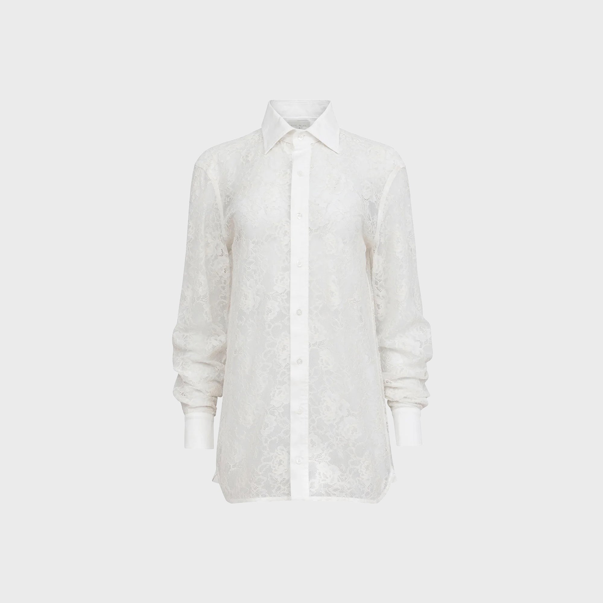 Fleur du Mal Juliet Lace Unisex Buttondown Shirt - Ivory