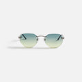 Vintage Frames Detroit Player Drill Mount 24Kt Sunglasses - White Gold / Green / Yellow