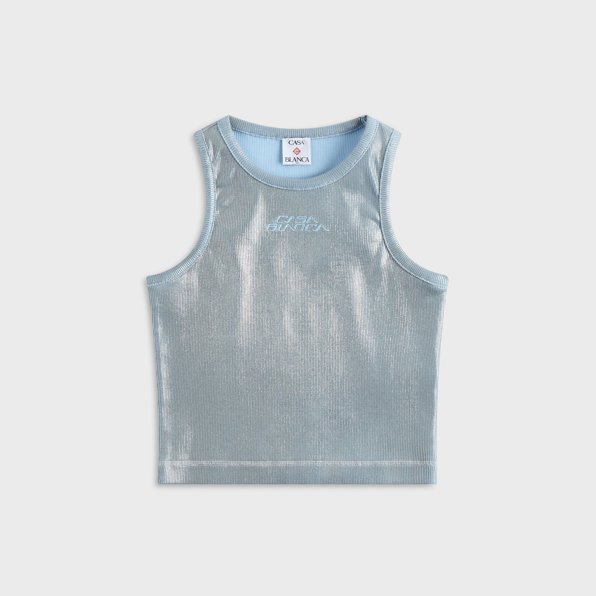 Casablanca Ribbed Silver Plated Tank Top - Silver / Blue