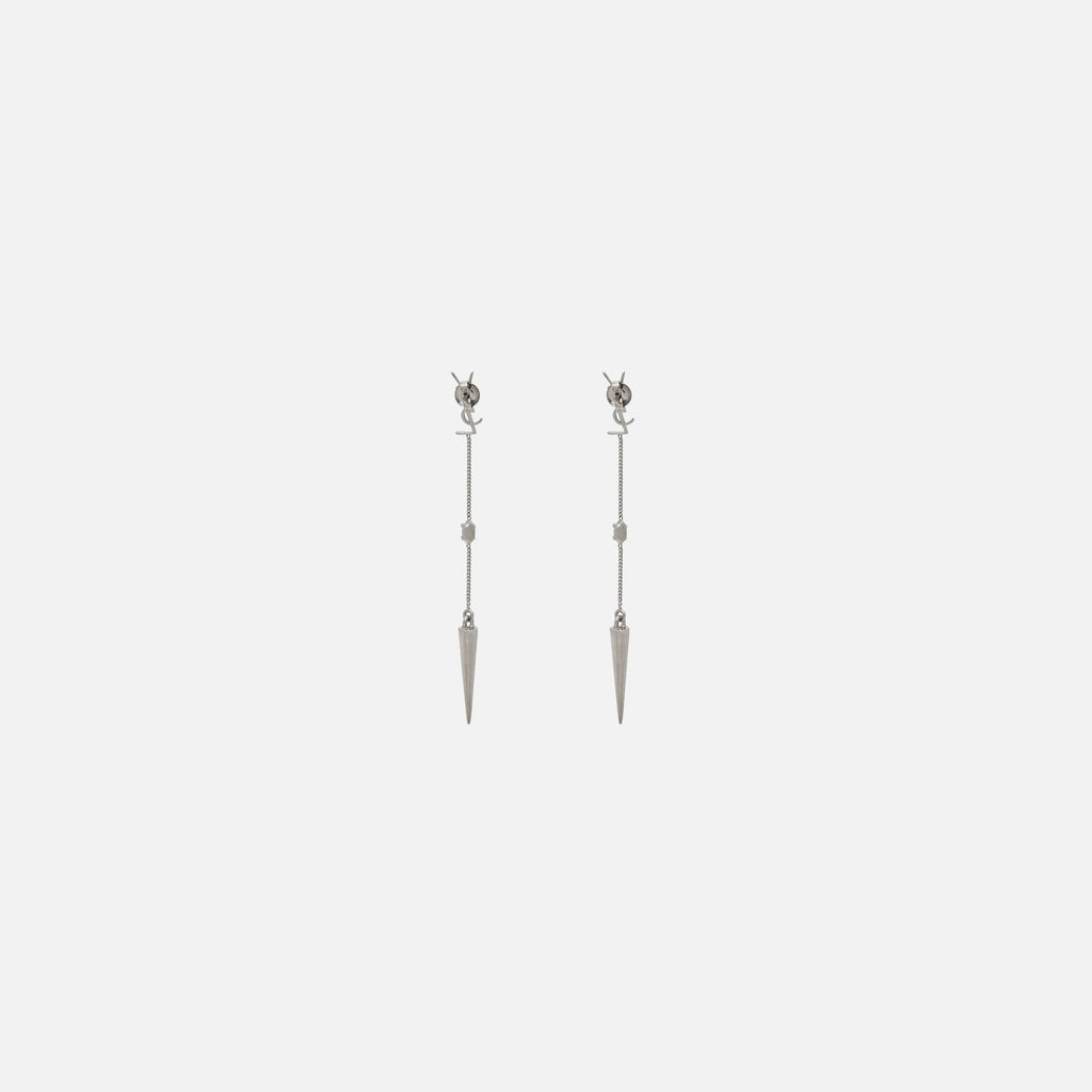 Saint Laurent YSL Rhinestone Spike Earrings - Palladium