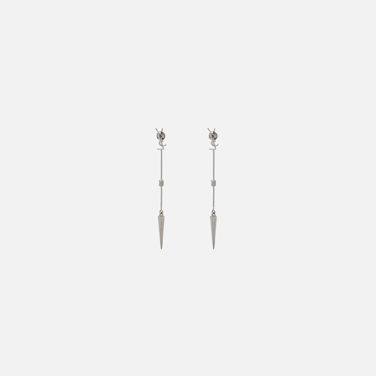 Saint Laurent YSL Rhinestone Spike Earrings - Palladium