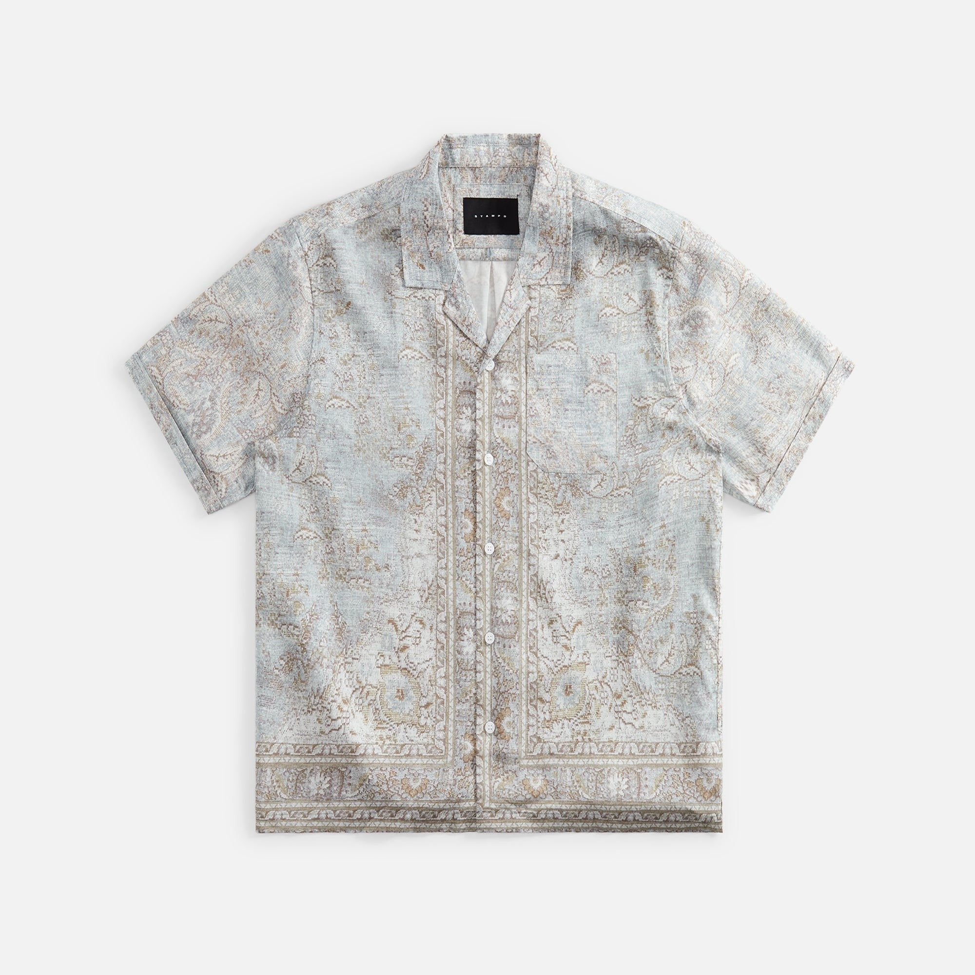 Stampd Rug Camp Collar Buttondown Rug Print V1 - Oatmeal Heather Grey / Beige