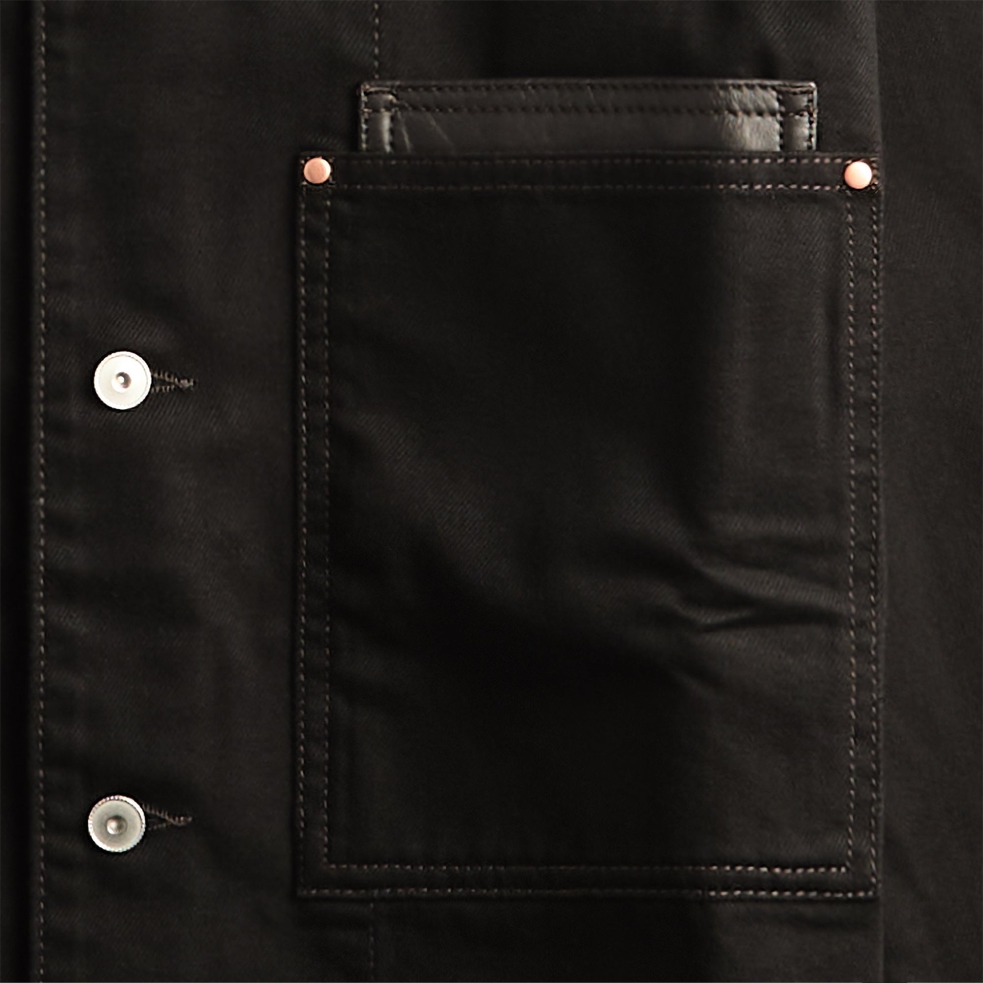 Lemaire Workwear Overshirt With Leather Collar - Black