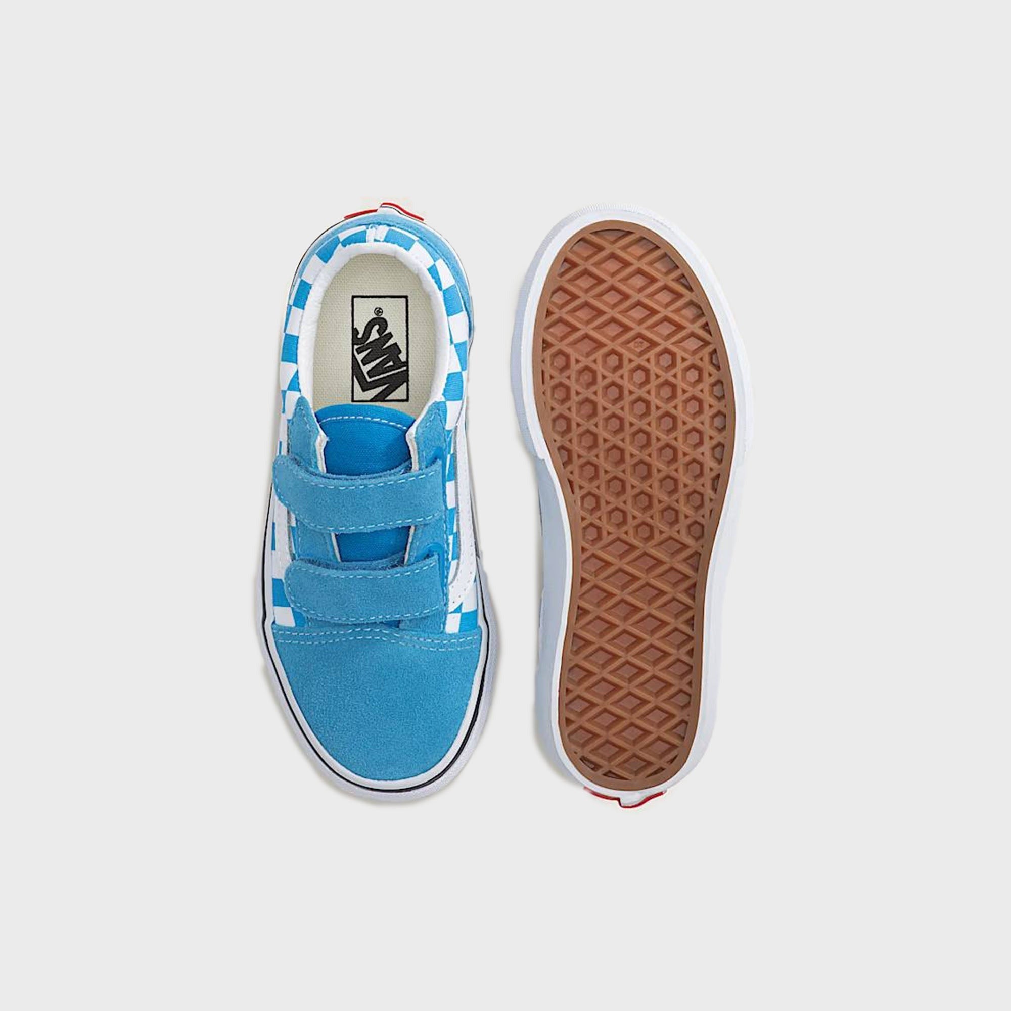 VANS PS Old Skool V Checkerboard Shoe - Bright Azure Blue