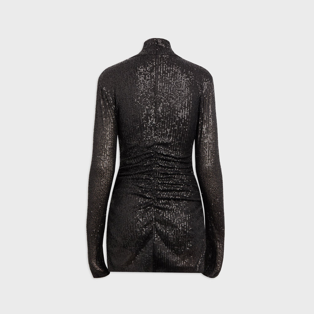 Norma Kamali Long Sleeve Turtleneck Pickleball Dress - Black Sequin