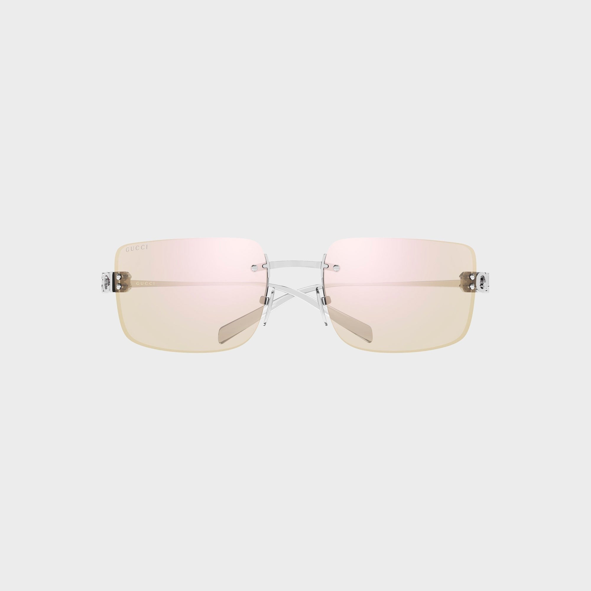 Gucci Women GG2038S Metal Rectangle Sunglasses - Silver / Transparent