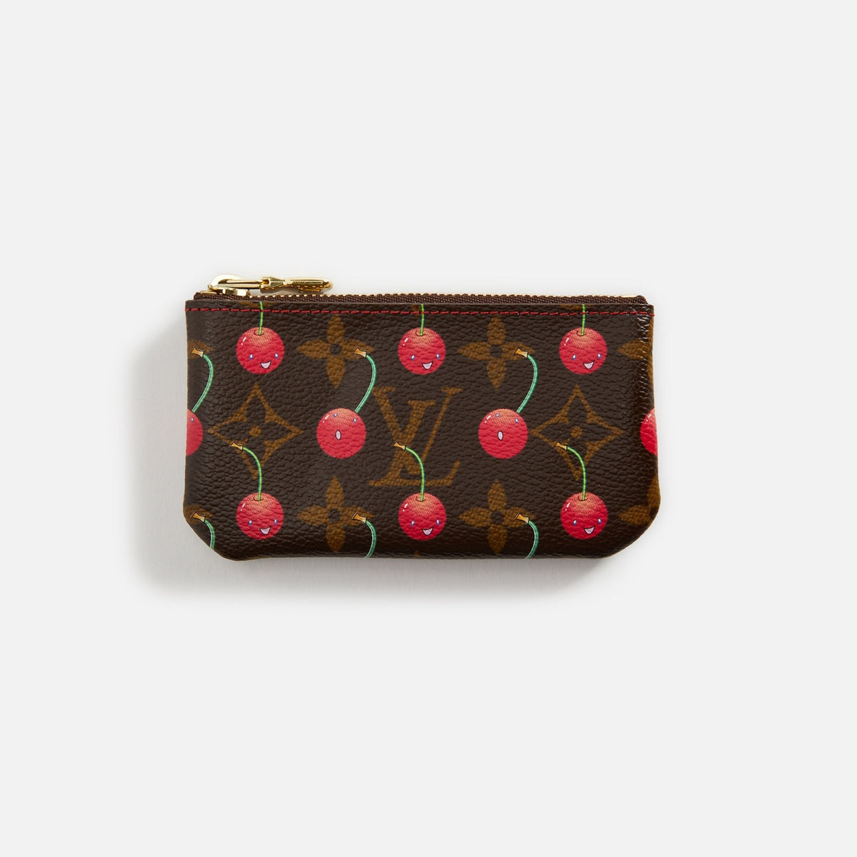 WGACA Louis Vuitton x Takashi Murakami Cherry Clef Pochette Coin Purse - Brown