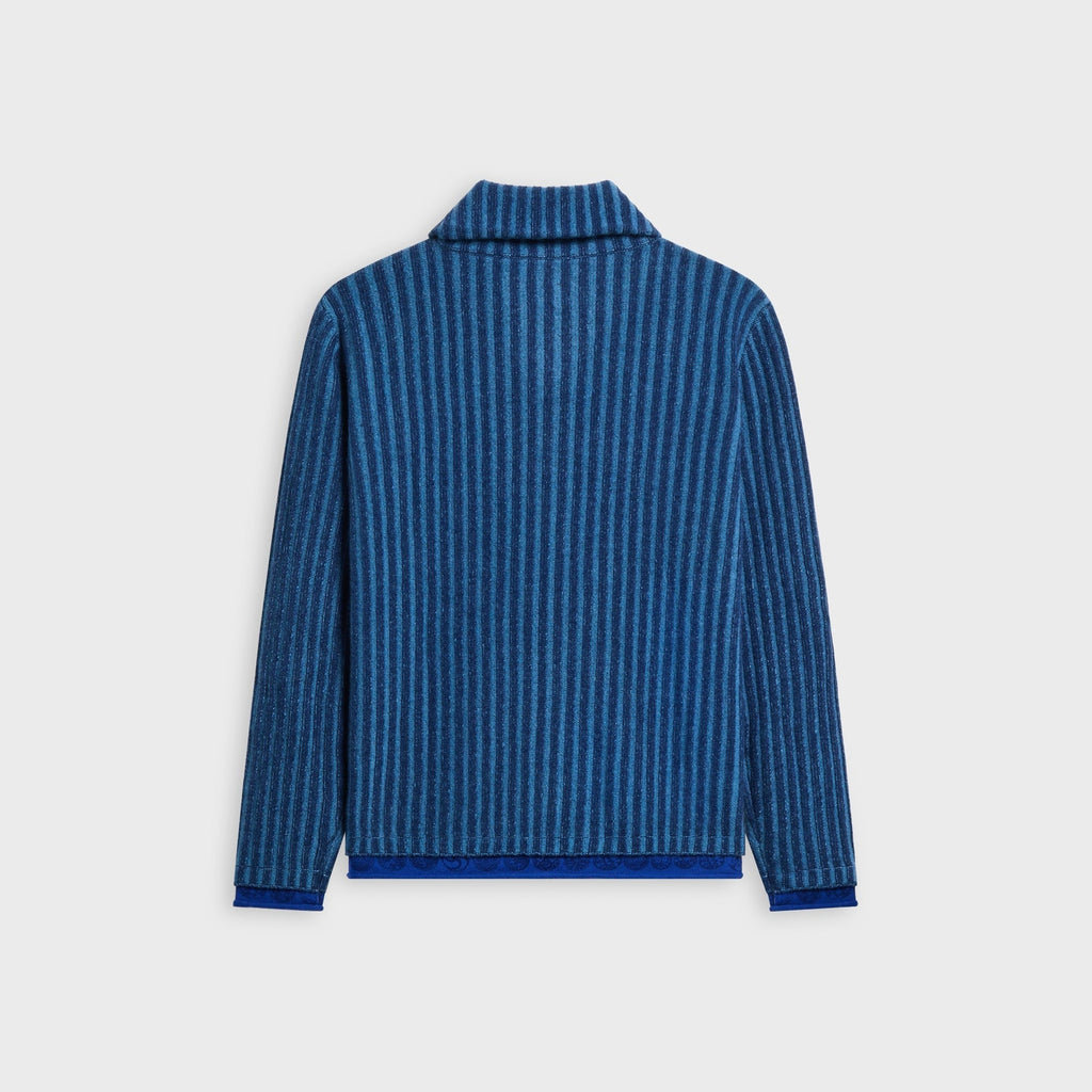 Adrian Cashmere Ribbed Zip Sweater - Navy