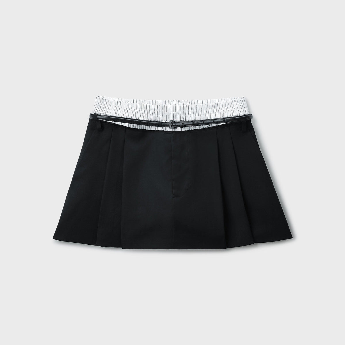 Alexander Wang Mid-Rise Layered Boxer Tailored Pant Short - Black / White Pinstripe