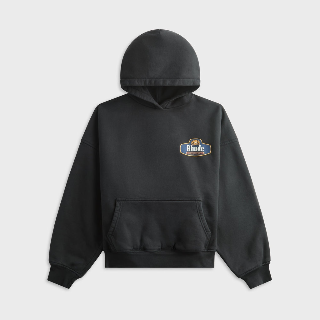 Rhude Racing Crest Hoodie - Vintage Black / Navy