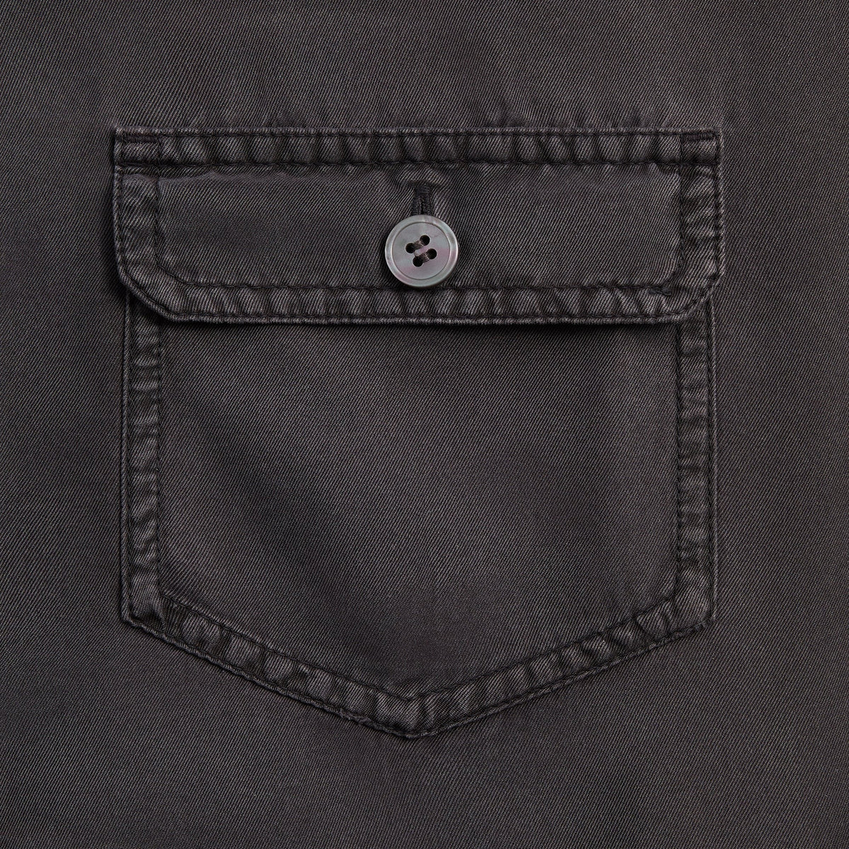 &Kin Garment Dyed Silk Collarless Yardley Shirt - Phantom Grey