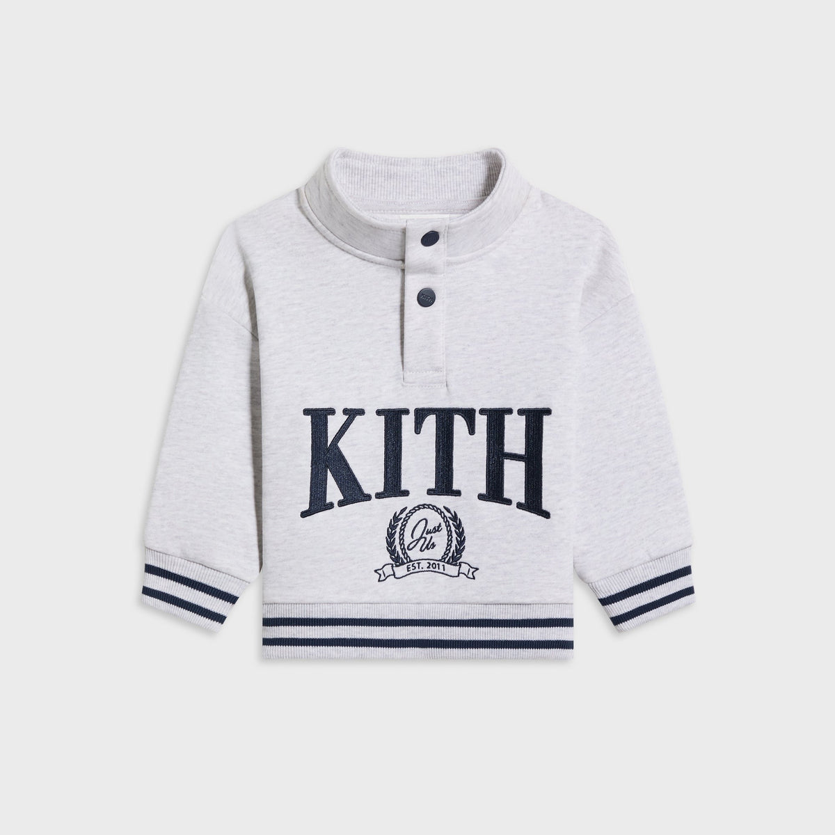 Kith Baby Collegiate Snap Hunter Crewneck - Light Heather Grey - PH