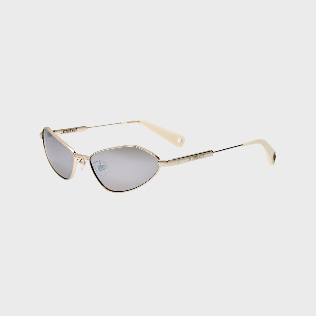 Jacquemus Bambino Angular Metal Sunglasses - Metal Silver / Matt White / Silver