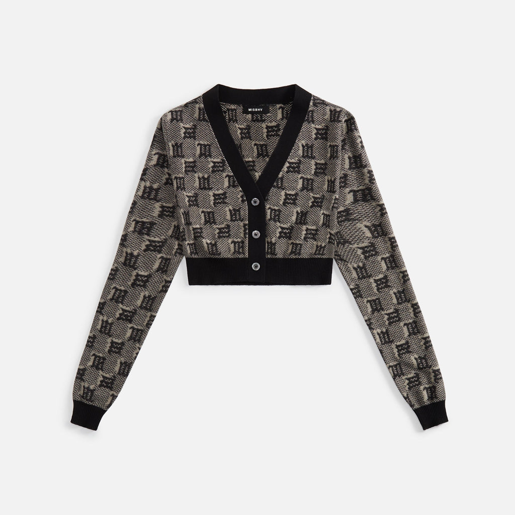 MISBHV Silk Wool Knitted Monogram Cropped Cardigan - Multi